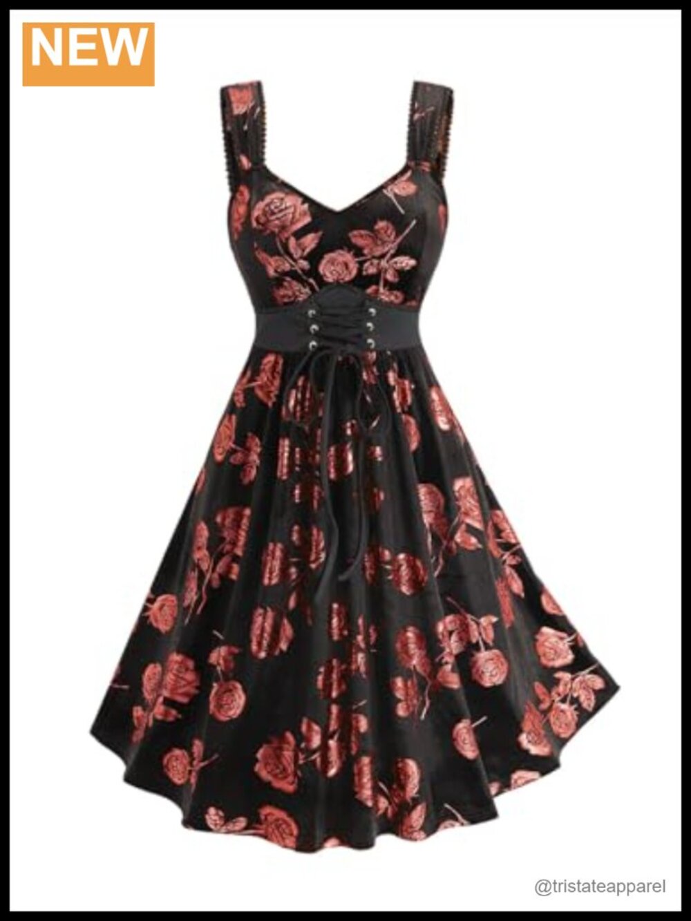 Rosegal Velvet Swing Cocktail Dress Sweetheart Lace-Up Knee-Length